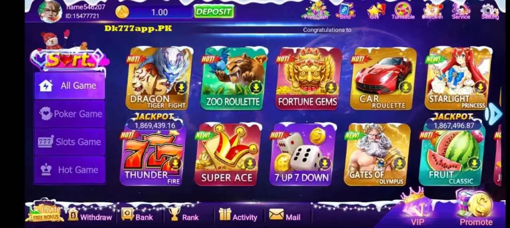 Games on DK777 App Pakistan | Play and Earn Money 1 Games on Dk777 App